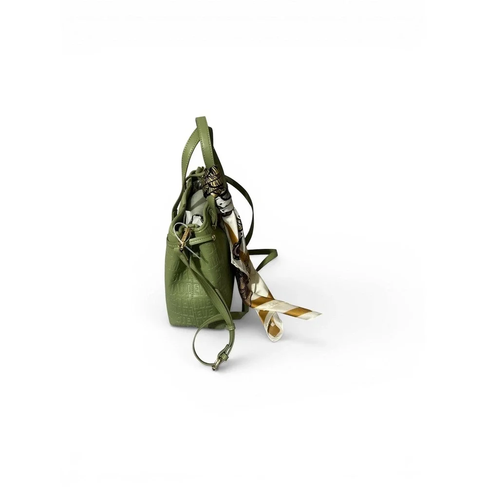 Steve Madden Satchel Womens Olive Green NWT Embossed Logo Scarf Crossbody Medium